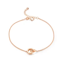 Trendy Hexagon 18K True Real Solid Rose Gold AU750 Link Chain Bracelets Bangles for Women Girl Lady Upscale Fancy Fine Jewelry