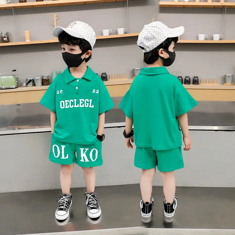 2022 Summer Boys Clothing Sets Cotton Sports Suit for Kids Toddler Boy Clothes Sets Polo Shirts + Shorts 2pcs Outfits 2-11 Yaers