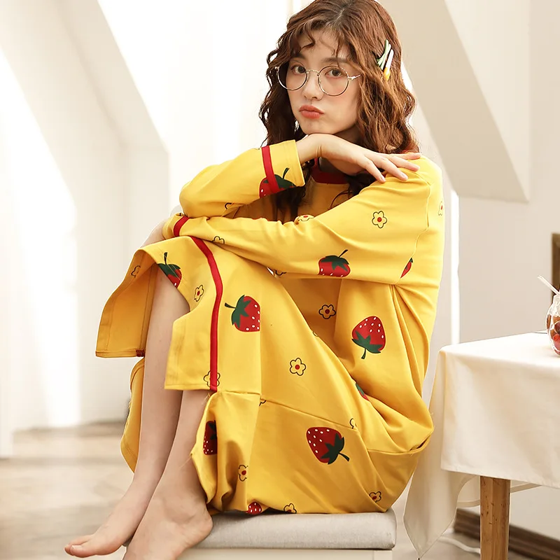 Spring and Autumn New Women's Nightdress Long Sleeve Loose Home Service Nightwear Sexy Sleepwear Women Night Gown Sleep Tops