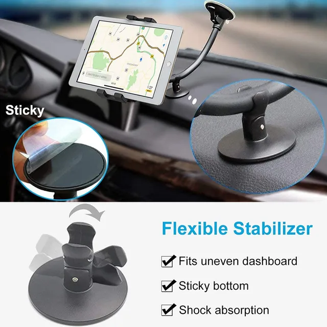 Windshield Car Tablet Mount Truck Window Dashboard Phone Tablet Holder Suction Cup Long Arm for iPad 11 12.9 Air Mini 4.0-11inch 5
