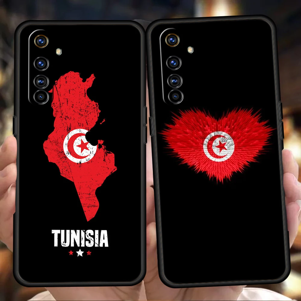 

Tunisia Flag Phone Case for Realme 8 9 Pro Plus 8i 9i 6 7 GT2 C21 C25 C3 C11 Pro 5G Luxury Shockproof Silicone Shell Fundas Bag