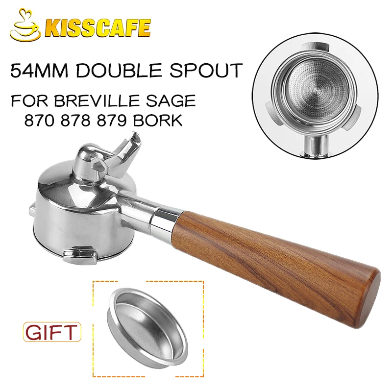 

54MM Coffee Bottomless Portafilter Double Spout For Sage Breville 870 878 880 Replacement Filter Basket Espresso Barista Tool