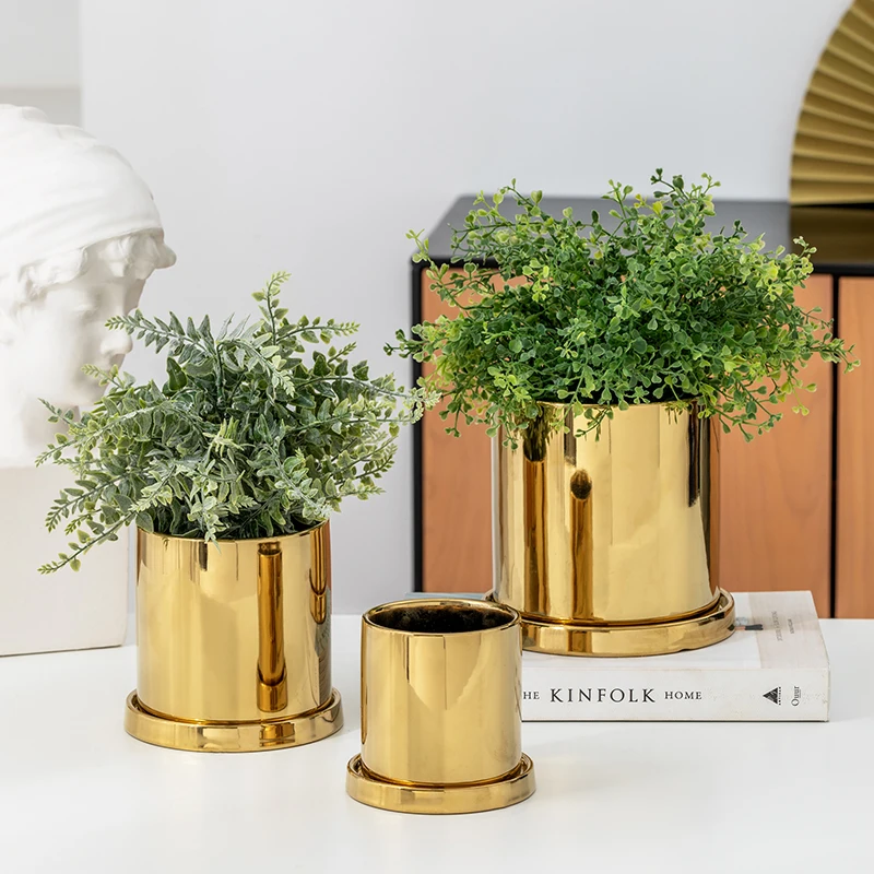 

Скандинасветильник светлый дневной свет, золотой керамический цветочный горшок, ваза, украшения, простой креативный индивидуальный горшок...