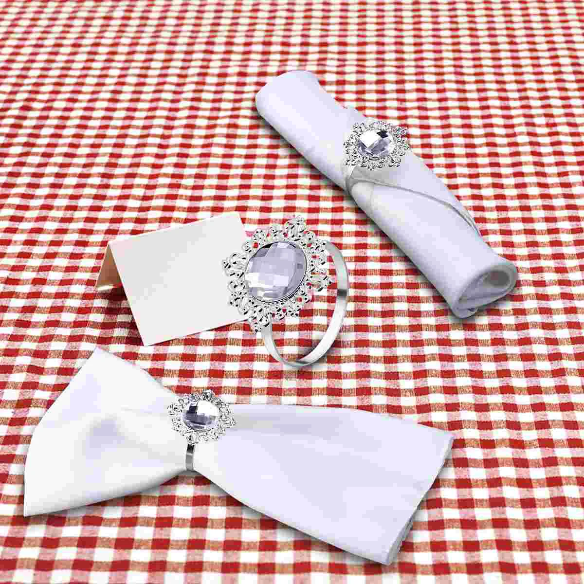 

Napkin Ring Rings Holder Wedding Dinner Napkins Set Banquet Holders Silver Acrylicbling Serviette Thanksgiving Diamond Buckles