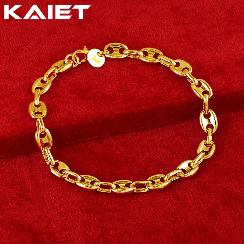 KAIET браслет-цепочка из стерлингового серебра 925 пробы со свиным носом покрытый