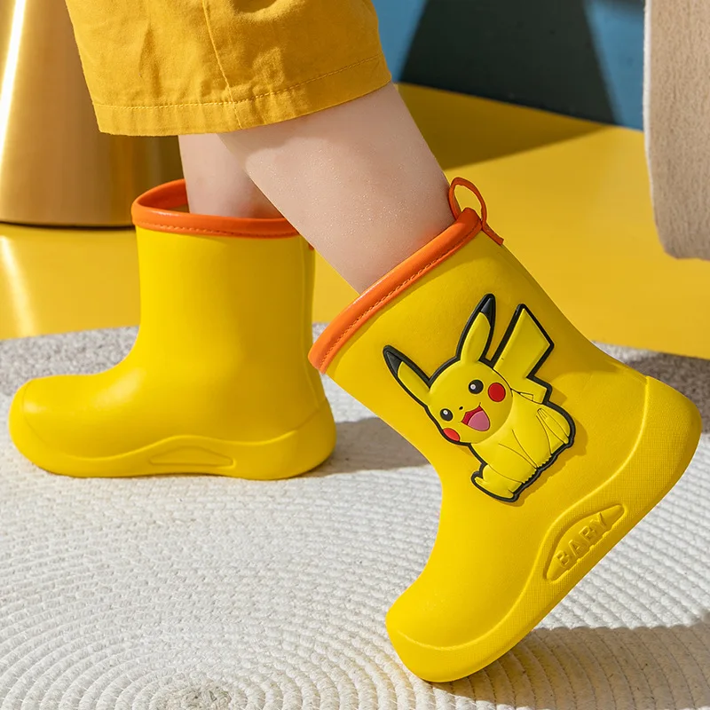 

Pokemon Anime Pikachu Cartoon Kids Rain Boots Kawaii EVA Waterproof Non-Slip Water Shoes Rainy Day Light Shoes Boys Girls Gifts