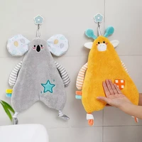 hanging kitchenbathroombedroom hand towelscute children microfiber coral fleece hand towel with convenient hanging loop