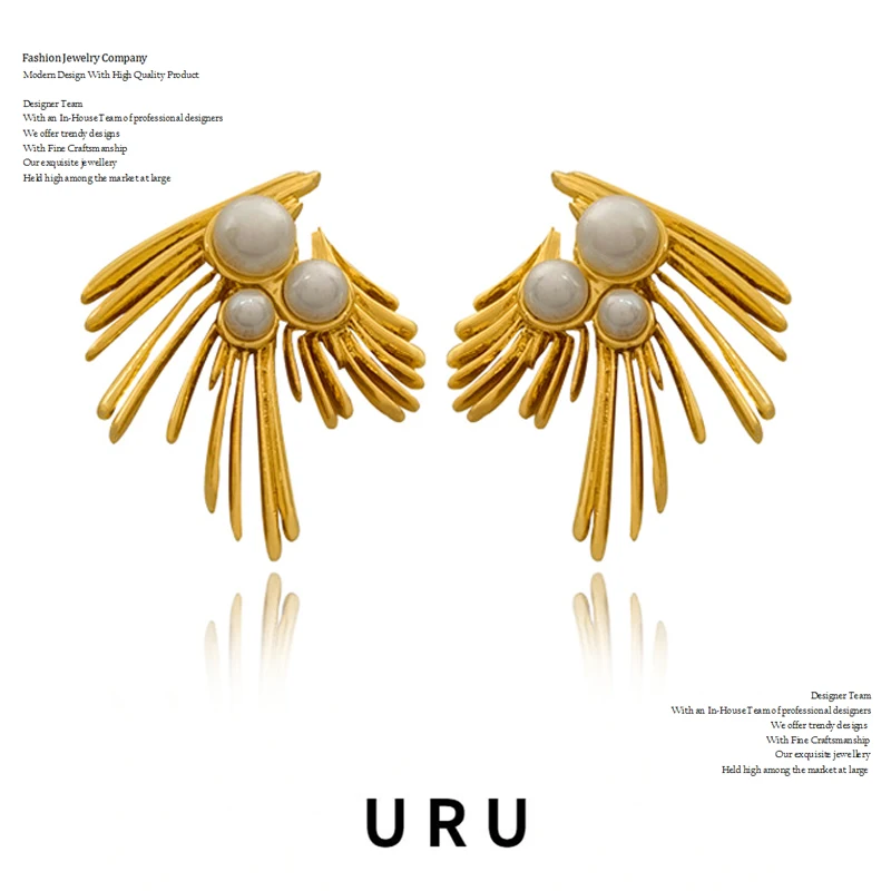 

Fashion Jewelry 925 Silver Needle Geometric Metal Earrings 2022 Trend New Cool Design Gold Color Pearl Earrings For Women Gift