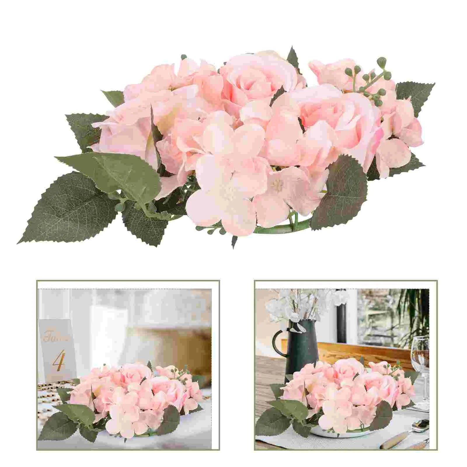 

Rose Wreath Ring Flower Rings Flowers Artificial Wedding Floral Fake Roses White Wreaths Mini Decor Centerpiece Garland Table