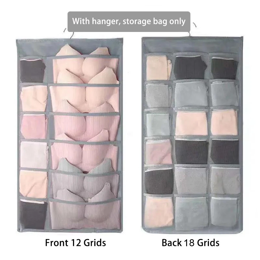 

Storage Bag 18 Pockets Closet Multi-role Hanging Bag Sock Bra Underwear Rack Hanger Storage Organizer Storage Box Wall-Mount Bag