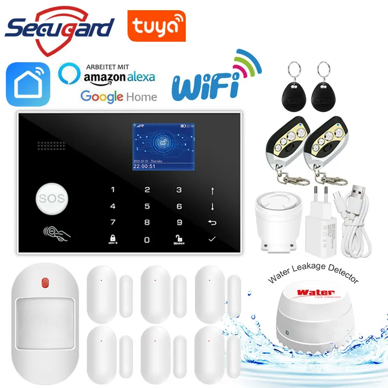 Smart WiFi GSM Alarm System Tuya TFT Screen RFID APP Touch Keyboard Home Burglar Security Alarm Kit