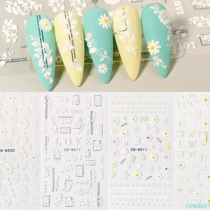 

Акриловая 5d-наклейка для ногтей, стерео рельефный дизайн, растушевка, наклейка для маникюра, дизайн ногтей, монограмма