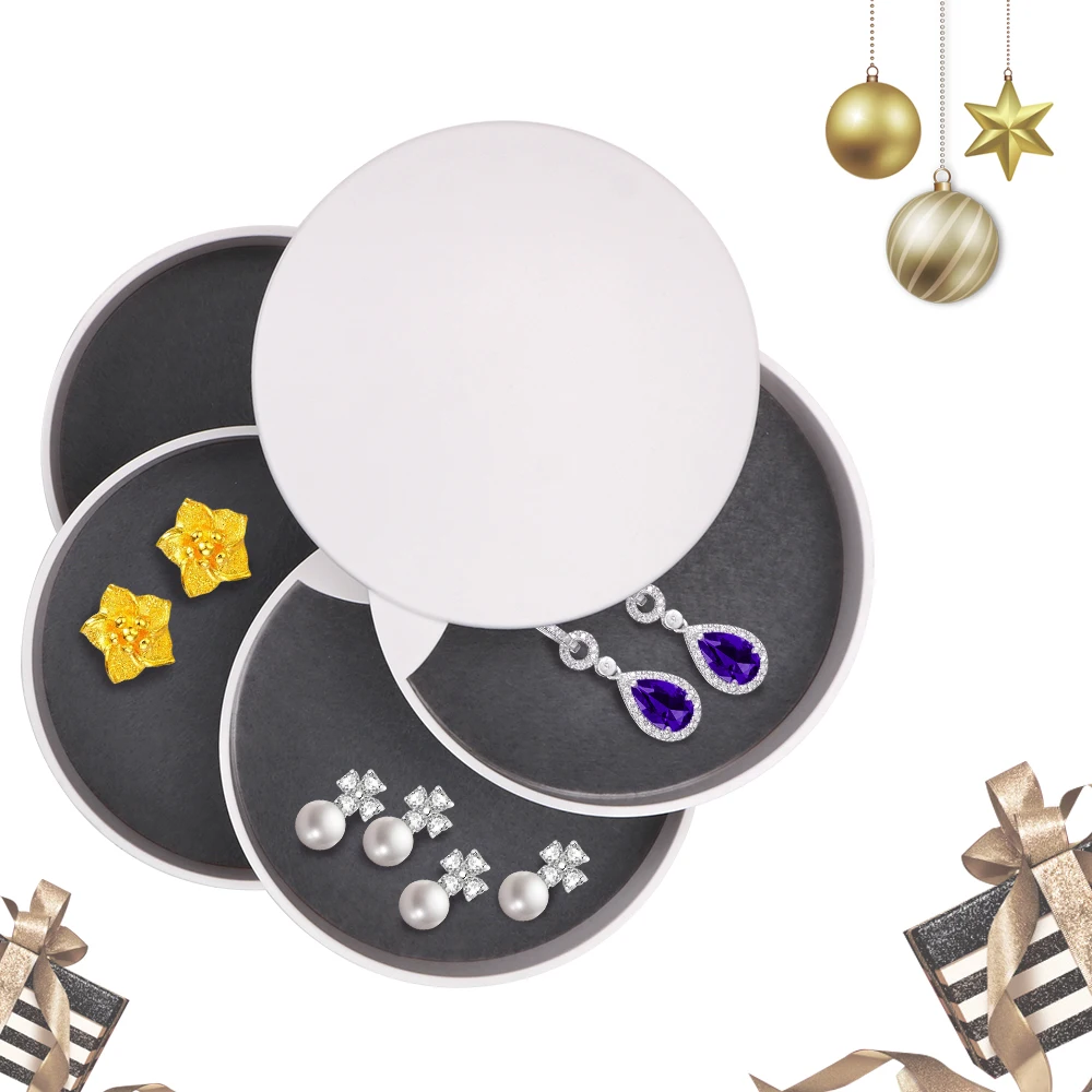 

Женская шкатулка для хранения ювелирных изделий, 4-уровневый держатель для ожерелий, серег, колец, поднос с крышкой-органайзером