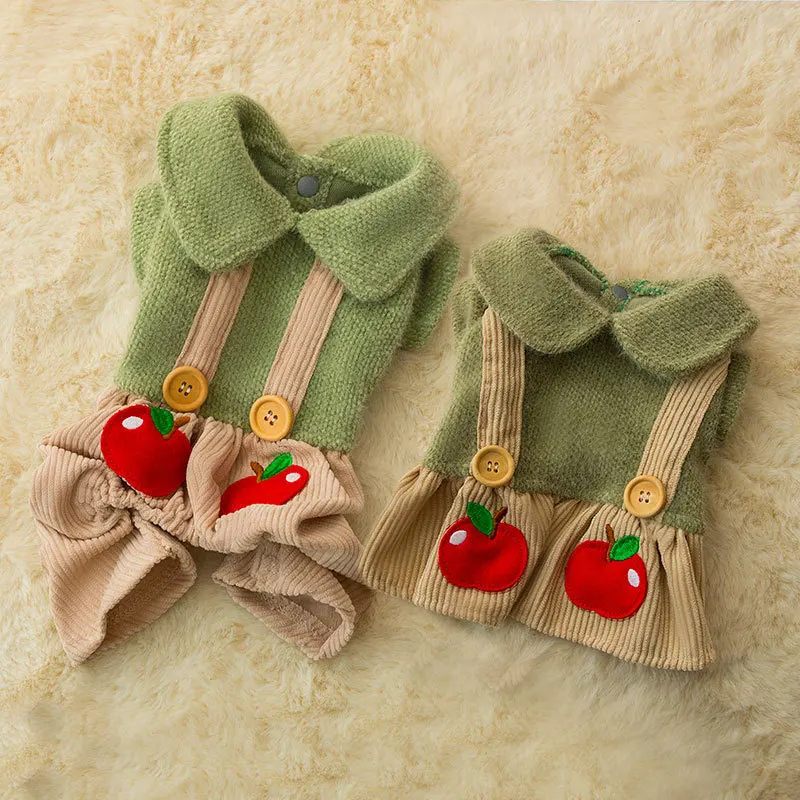 

Autumn and Winter Four-Legged Pet Clothing Cat Pet Clothes Little Apple Couple Clothes Puppy Dog Suspender Two-Leg Skirt