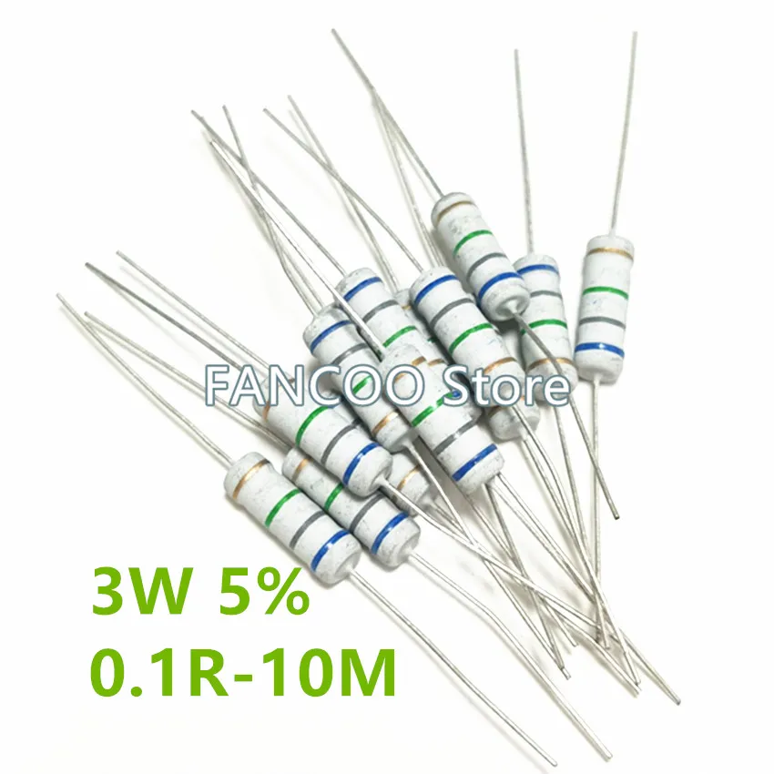 

50PCS/BAG 3W 5% Carbon FIlm Resistor 1R-10R 1R 1.1R 1.2R 1.3R 1.5R 1.6R 1.8R 2R 2.2R 2.4R 2.7R 3R 3.3R 3.6R 3.9R 4.3R 4.7R 5.1R