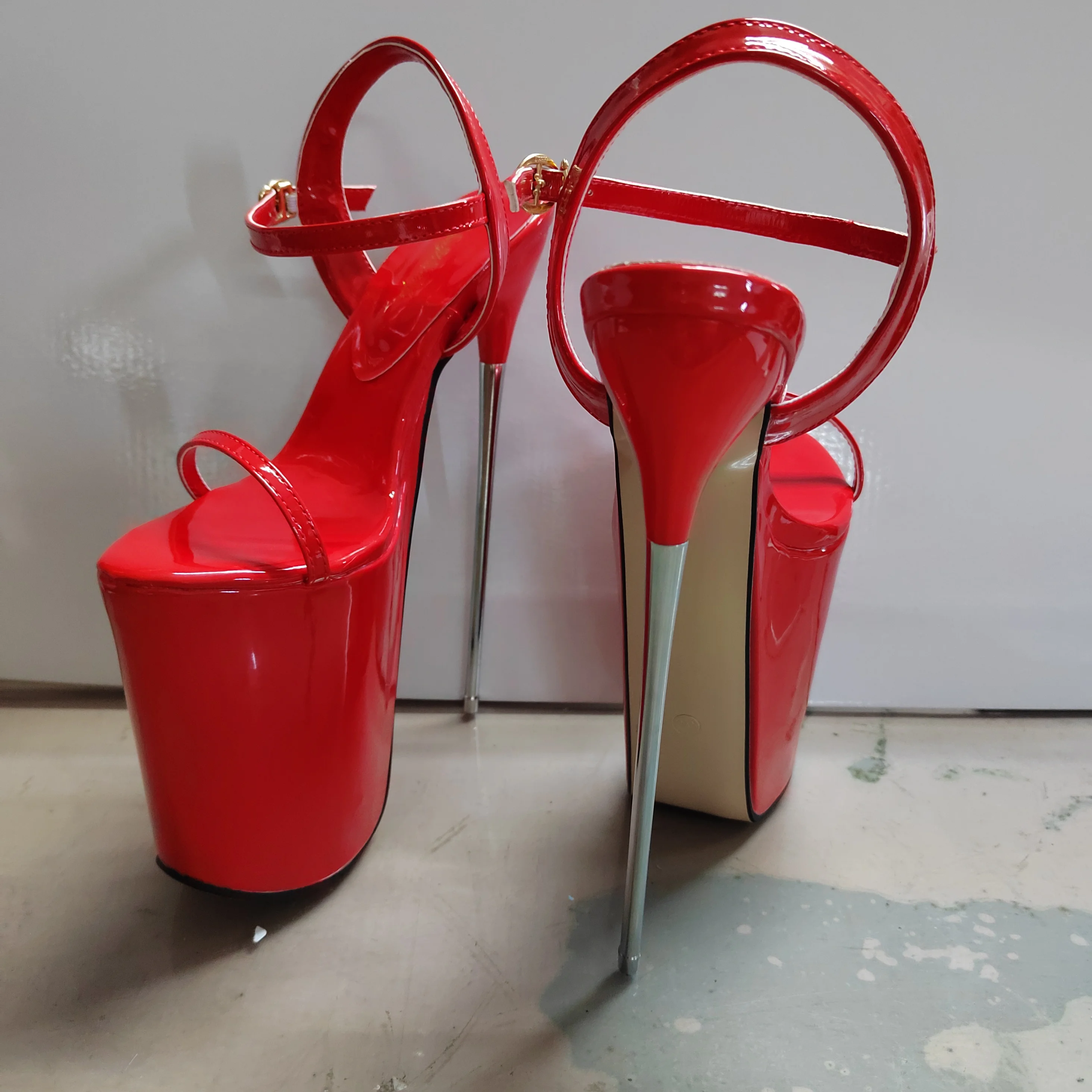 SDTRFT 22cm Metal Super Thin High Heels Platform Sandals Buckle Shoes Woman Pumps SUMMER Peep Toe Bridal Catwalk Shows Stilettos