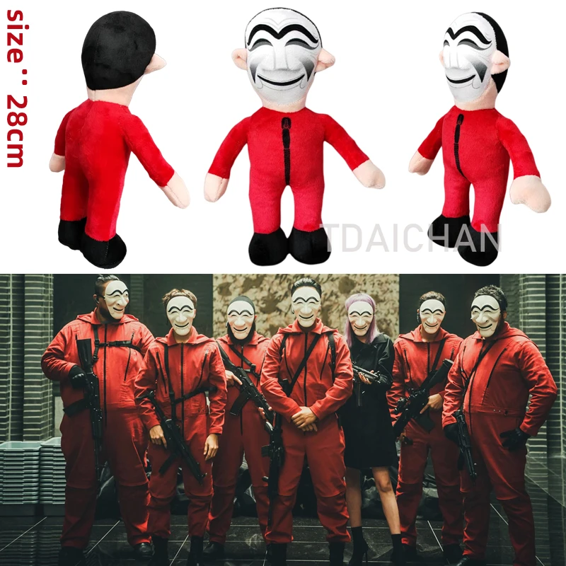 

Money Heist Korea Figure Plush Doll Cosplay Joint Economic Area La Casa De Papel Red Toy Boy Girl Gifts Adult Kids 28cm 2022