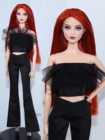 fashion black crop top pants 30cm doll outfits for barbie dress for barbie clothes fr st tank trousers 16 dolls accessories toy