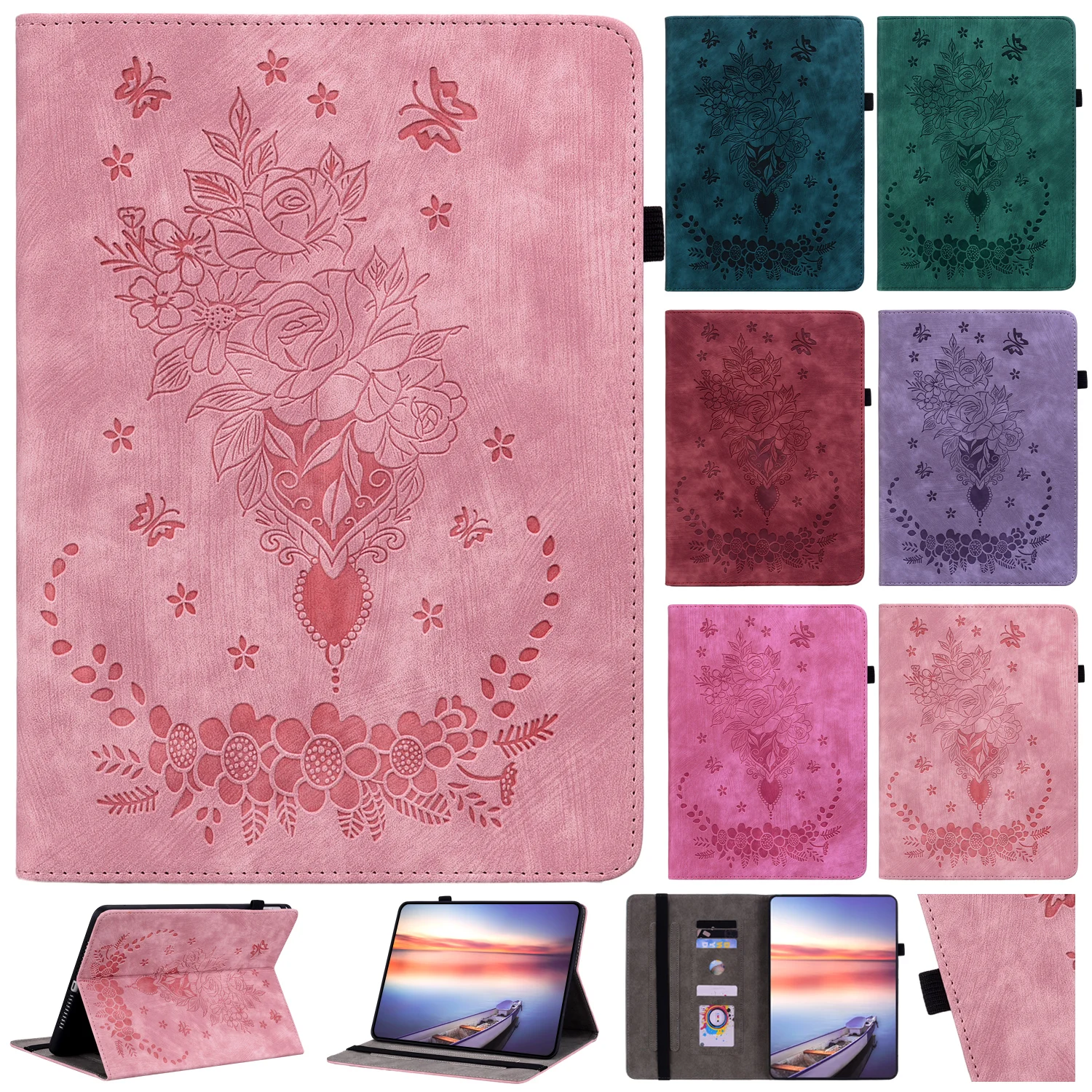 Tablet Leather Wallet Cards Solt Case for Xiaomi Mi Pad 6 5 Pro 12.4 Flip Stand Cover for Xiaomi Redmi Pad 10.61 Butterfly Coque