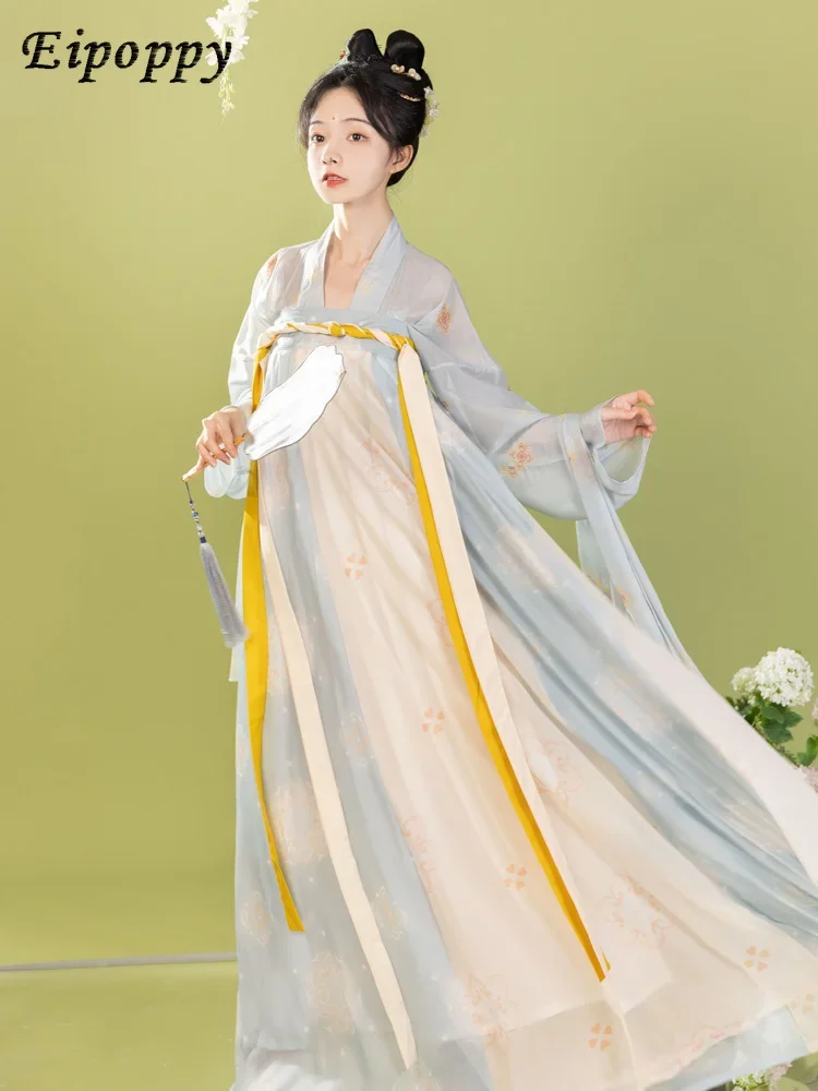 Женская цельная рваная юбка в стиле Тан Hanfu длиной до груди с принтом