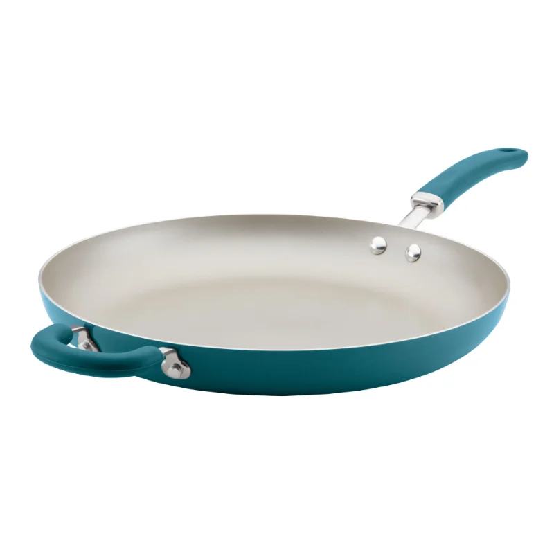 

Rachael Ray 14.5" Create Delicious Aluminum Nonstick Frying Pan with Helper Handle, Teal Shimmercookware pots and pans set