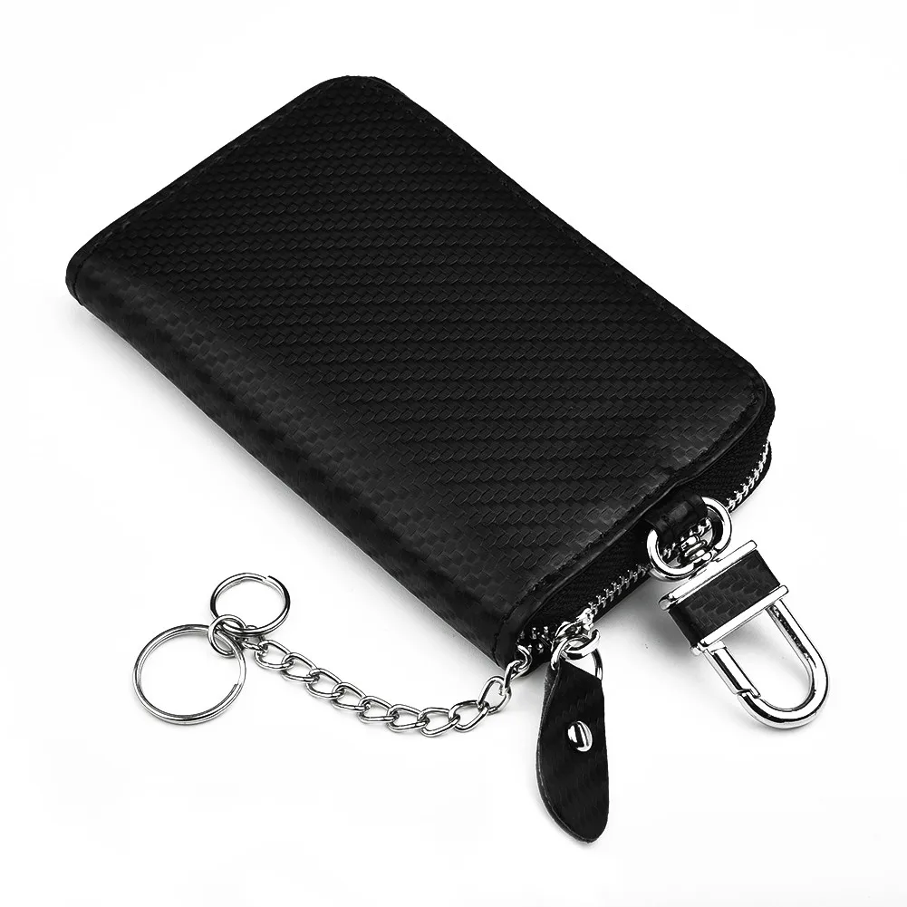 

Keyless Key Case PU Leather Parts Pouch 1 Pcs RFID 10x6.5x3cm Bag Black Blocker Blocking Car Decor Faraday Key