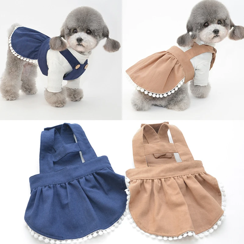 

Pet dog Teddy Bomei Yorkshire cotton strap princess dress than bear summer sunscreen thin cat spring dress