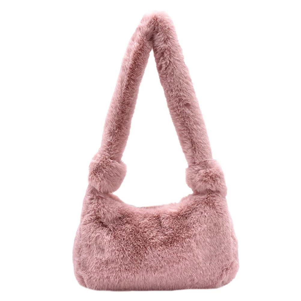 

Tote Shoulder Handbag Women Plush Girl Fluffy Furry Single Winter Purse Underarm Pouch Christmas Female Woman Stuffed Gift Bags
