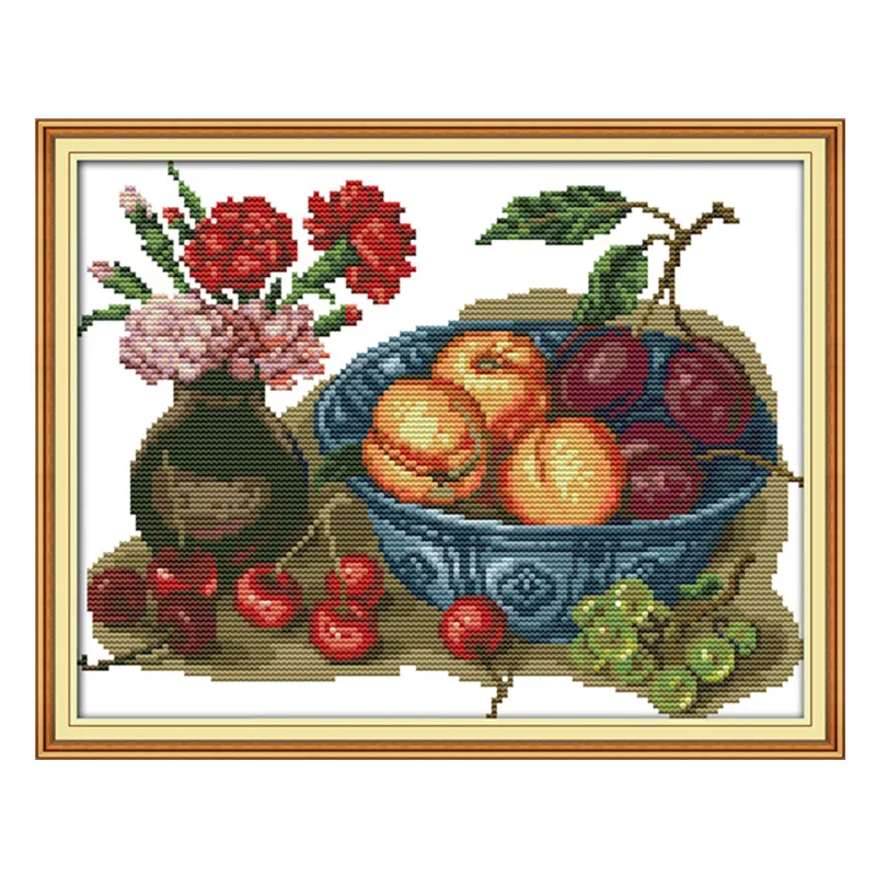 

Cherry fruit cross stitch kit cartoon 14ct 11ct count print canvas stitching embroidery DIY handmade needlework