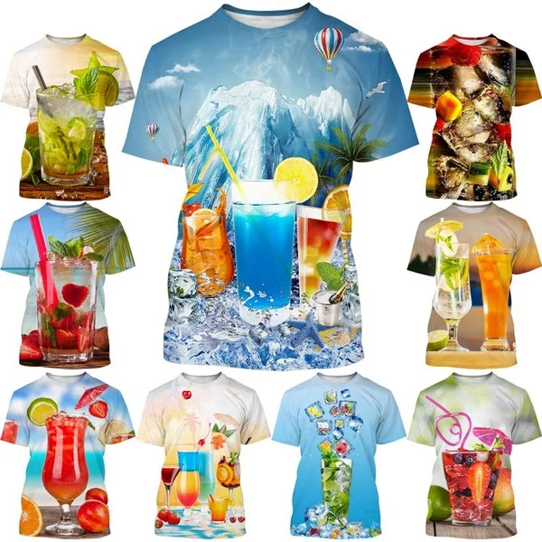 

Summer Casual Cool Holiday Fun T-shirt Hawaiian Fruit 3D Printed T-shirt Street Fashion Outdoor Sports T-shirt