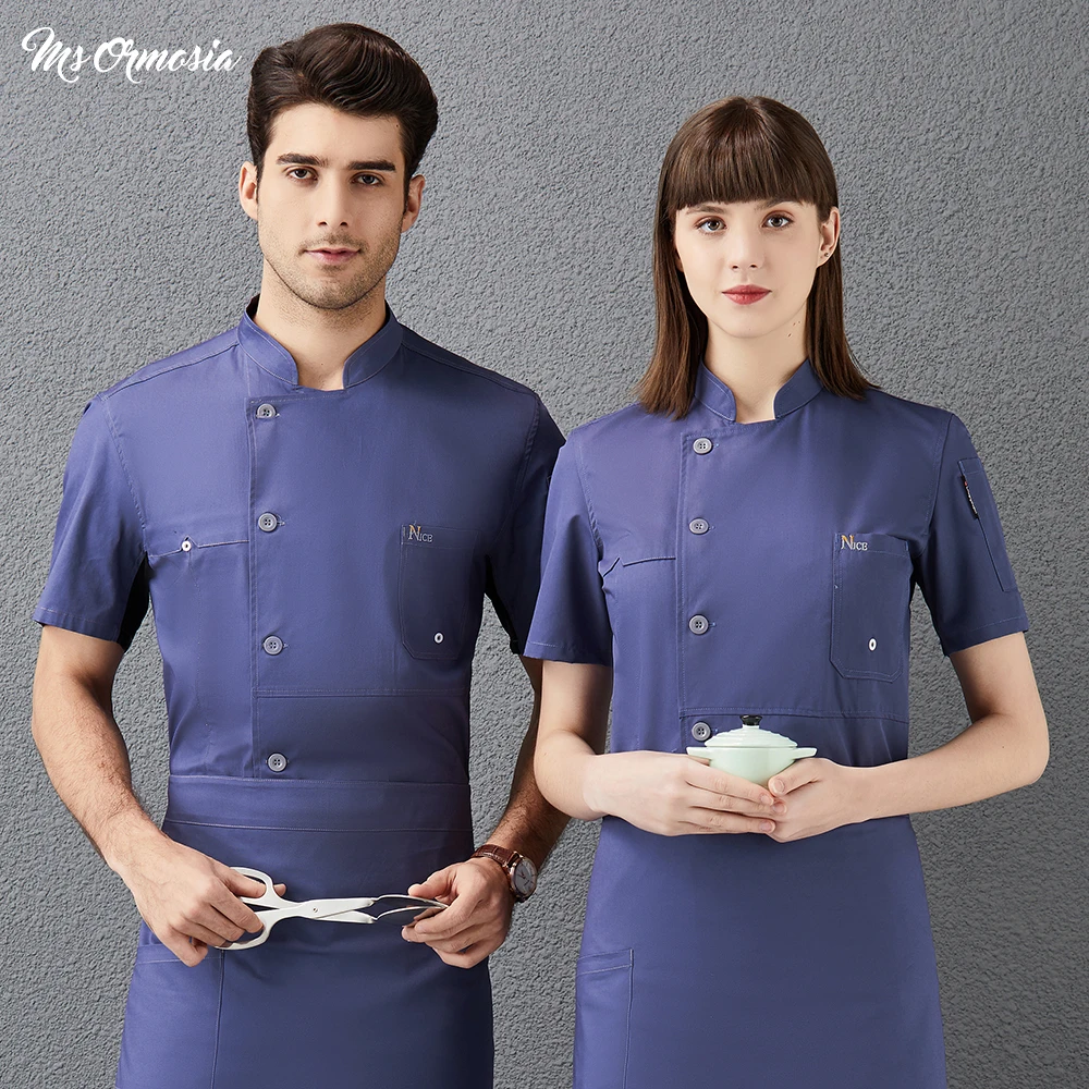 

High Quality Short Sleeved Restaurant Cook Jacket Summer Kitchen White Chef Jacket for Hotel and Restaurant Work Clothes Men New