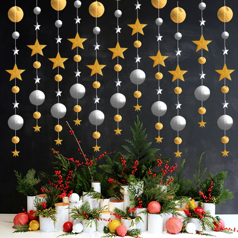

Double Mirror Circular Panel Pentagonal Star Garlands Decoration Christmas Halloween Birthday Party Wedding Decoration Banner