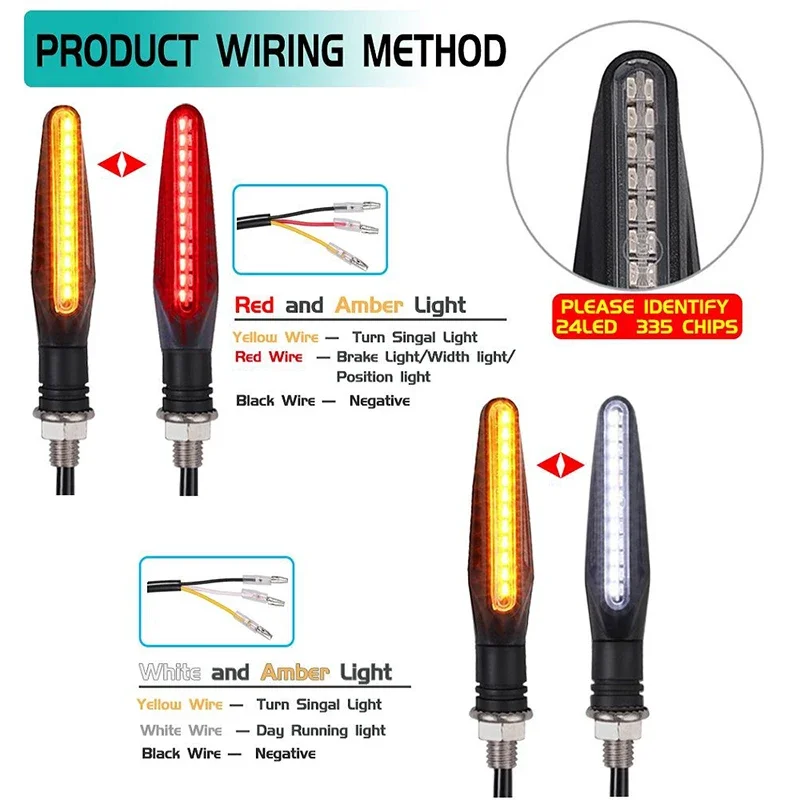 24 светодиодные указатели поворота для мотоцикла белый красный янтарный