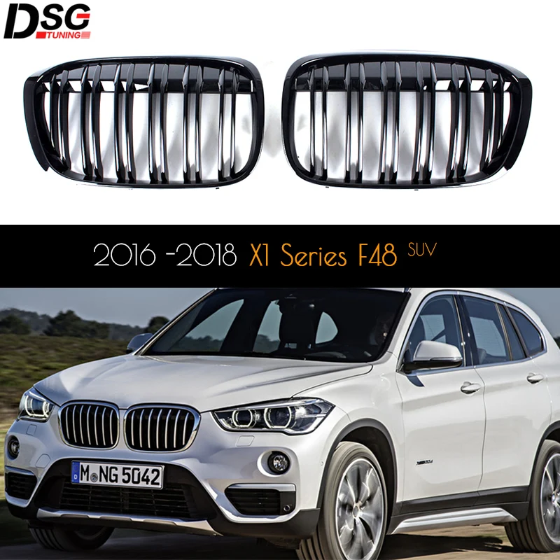 Front Kidney Grills Grille Grid for BMW F48 X1 SUV Series 5-door SUV 2016 -2018 Pre-lci ABS Plastic Front Bumper Trimming