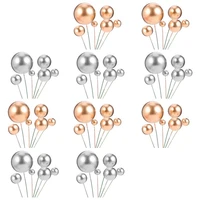 60pcs ball cake topper silver golden cake picks ball cake decorations for party