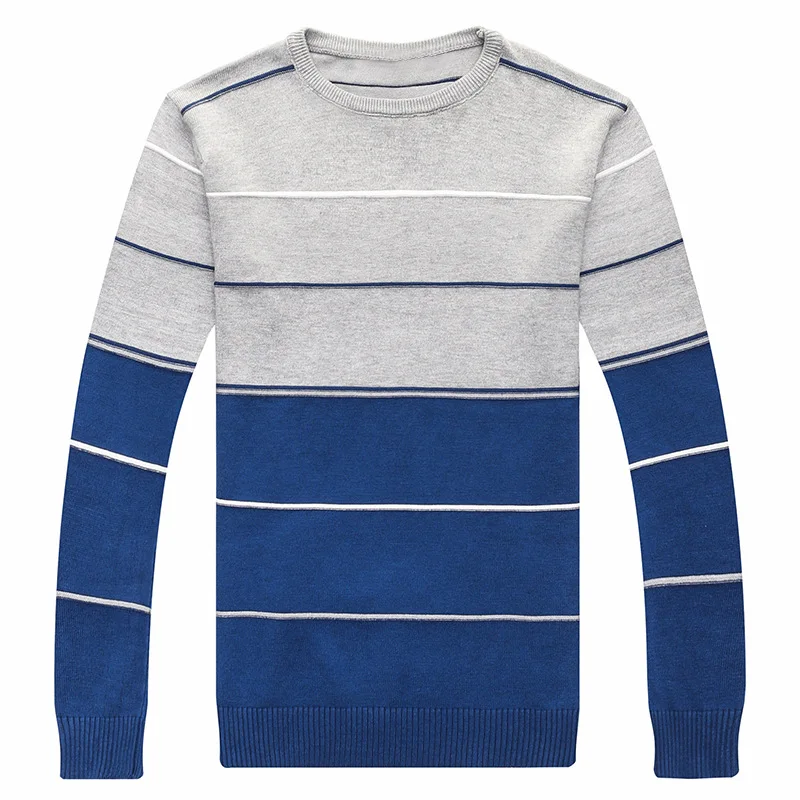 2023 Spring Autumn New Fashion Contrast Color Round Neck Long Sleeve Knitting Pullovers Man Korean Style Casual All-match Tops