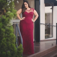 elegant burgundy plus size mother of the bride dresses cap sleeves jewel neck floor length lace wedding party groom gowns