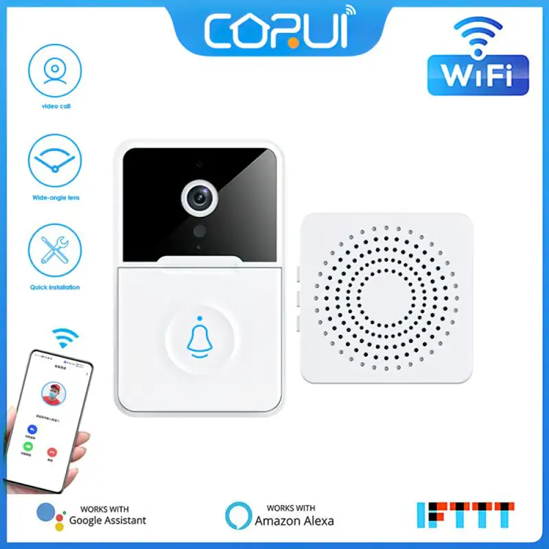 

WiFi Wireless Variable Sound Punch Free 2-way Intercom Video Camera Visual Remote Control Doorbell Low Power Alkaline Battery
