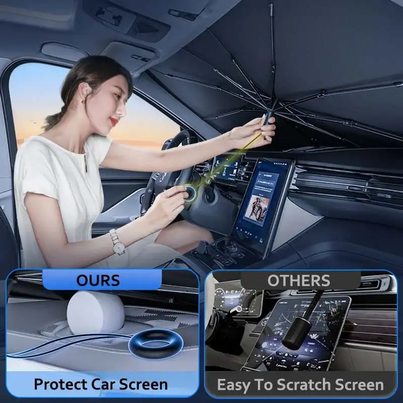 Автомобильный солнцезащитный зонт на лобовое стекло передний складной летняя