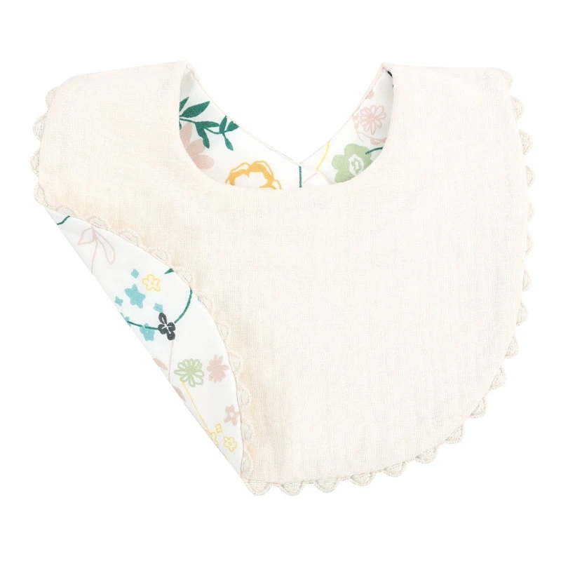

Reversible Burp Cloth Floral Teething Bib Baby Boys Girl High Absorbent Snap Bib