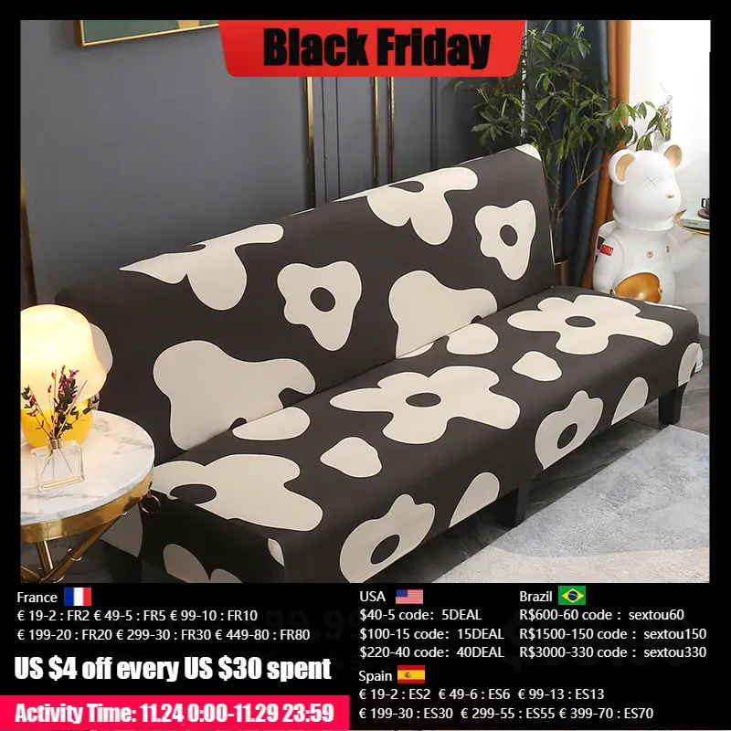 

Nordic Flowers Armless Sofa Bed Cover Spandex Elastic Sofa Covers Washable Removable Slipcovers for Living Room Home Decor