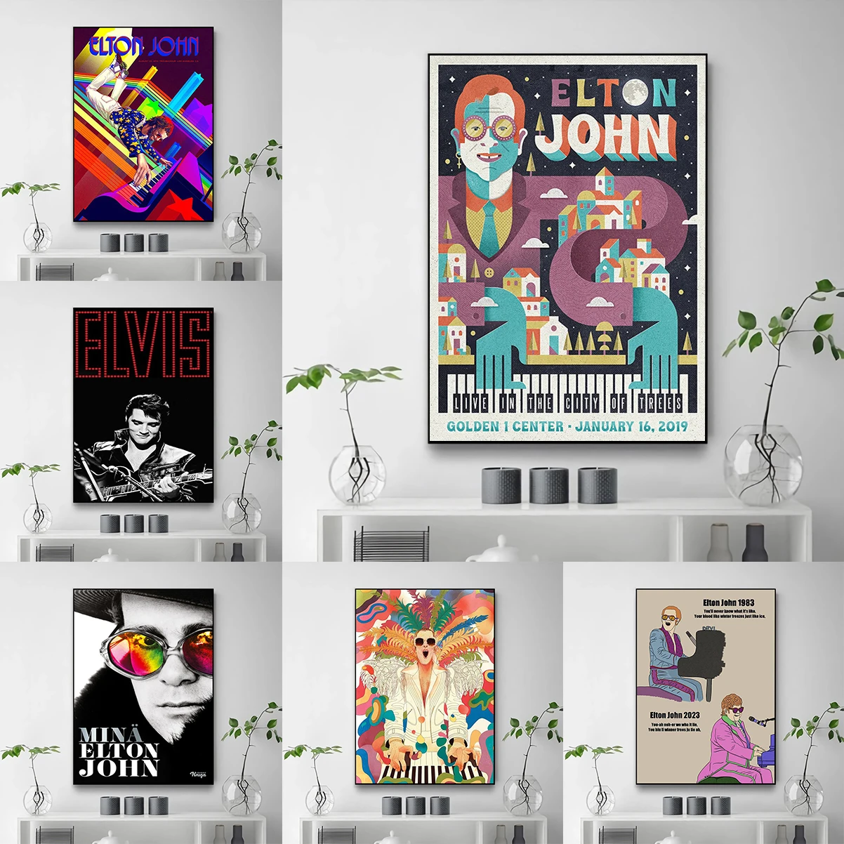 Постер Elton John Классическая Картина на холсте с изображением рок и звезд Настенная