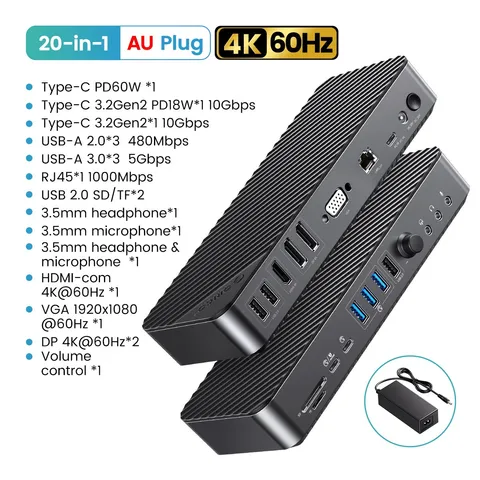 ORICO USB C док-станция типа C до 8K30Hz DP HDMI-Com 5 различных дисплеев RJ45 PD 22 в 1 Mult аудио 10 Гбит/с концентратор для рабочего стола