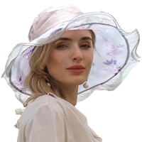 fs kentucky hat for women 100 mulberry silk sun hats organza floral elegant large wide brim ladies wedding church fedoras