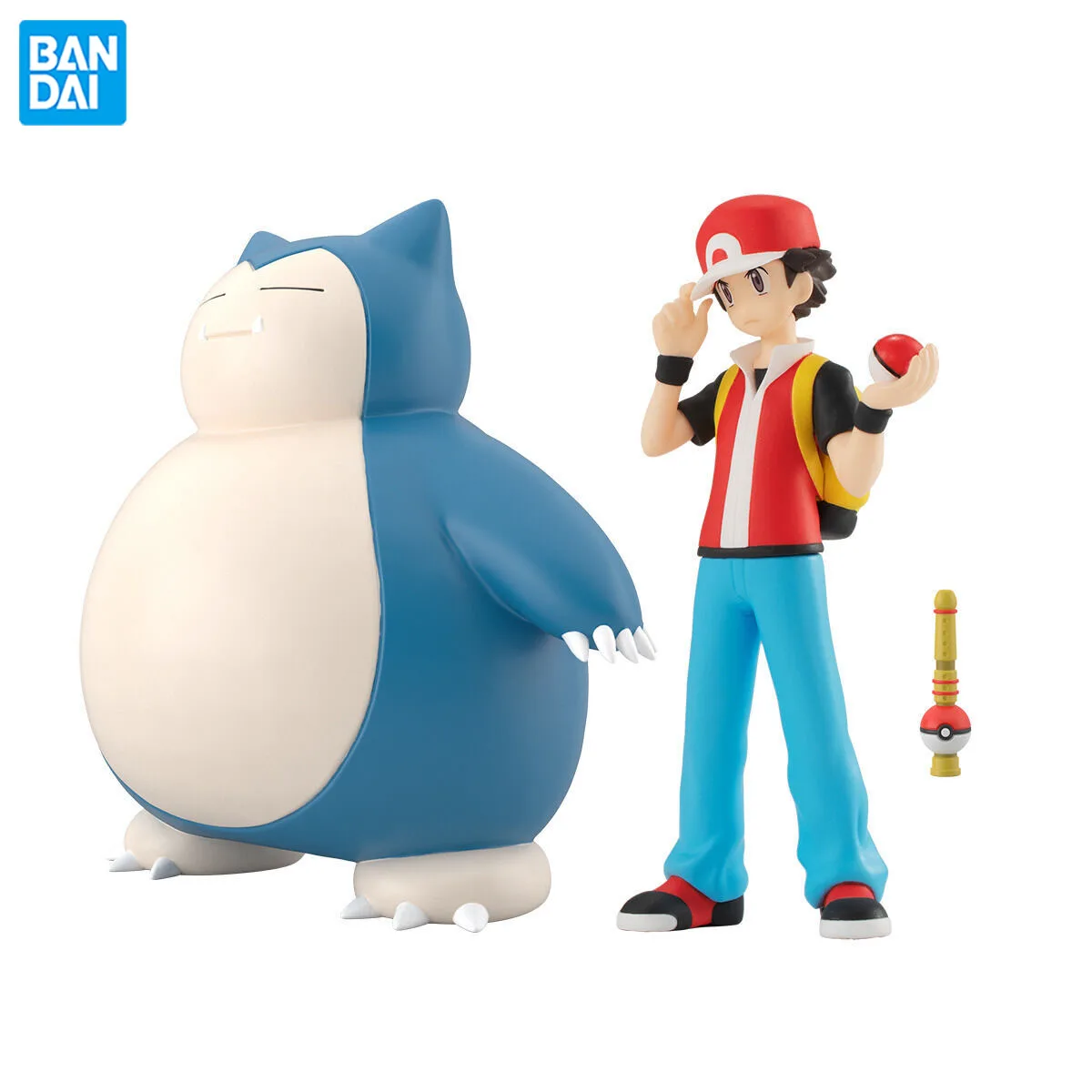 

In Stock Bandai Pokémon Red Snorlax Original Anime Figure Model Doll Action Figures Collection Cute Toys for Boys Birthday Gifts