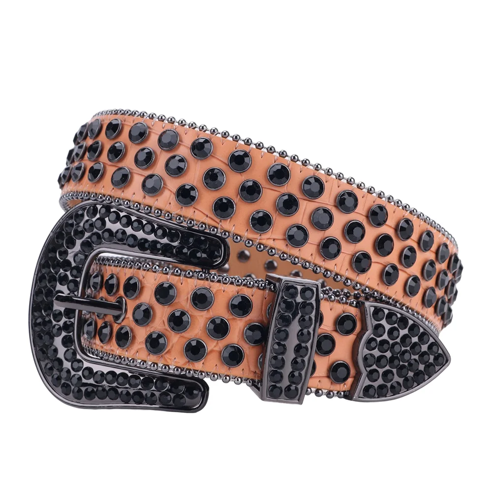 Western Rhinestone Belts Luxury Strap Diamond Studded Cinto De Strass PU Leather Bling Cowgirl Cowboy Belts for Men