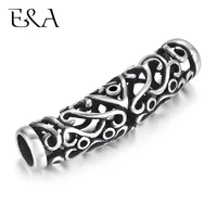 stainless steel tube beads 6mm big hole slider charm inlaid stone diy women men leather cord bracelet making jewelry accessories