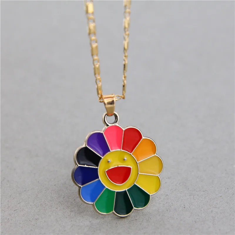 Ожерелье женское с подвеской в виде сердца и радуги |