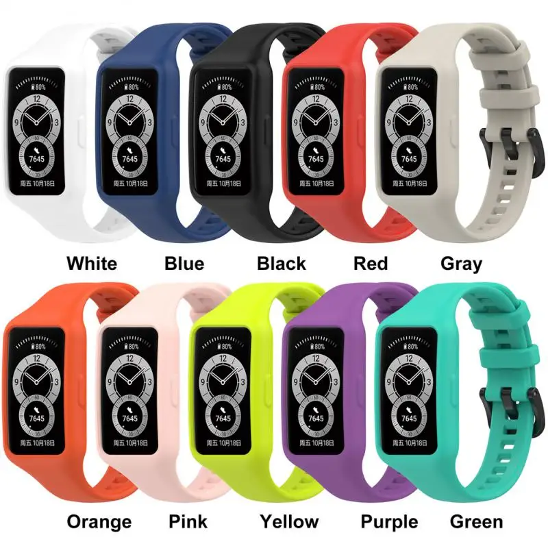 

Multi-color Watchband Breathable Smart Accessories Silicone Strap Soft Replacement Wristband For Huawei Band 7/honor Band 6
