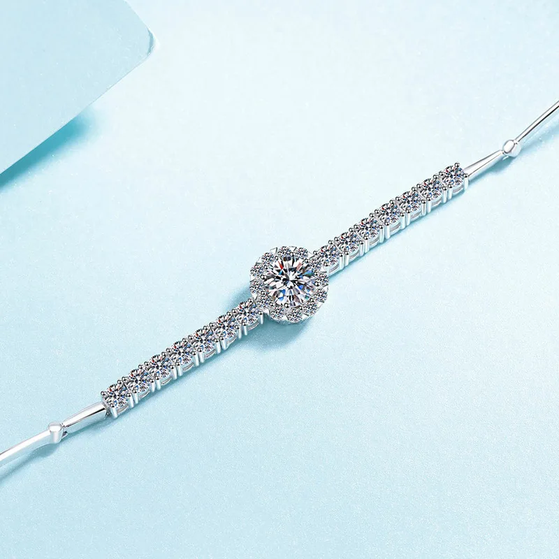 Женские браслеты из муассанита 2 4 карата D элегантные блестящей платины PT950